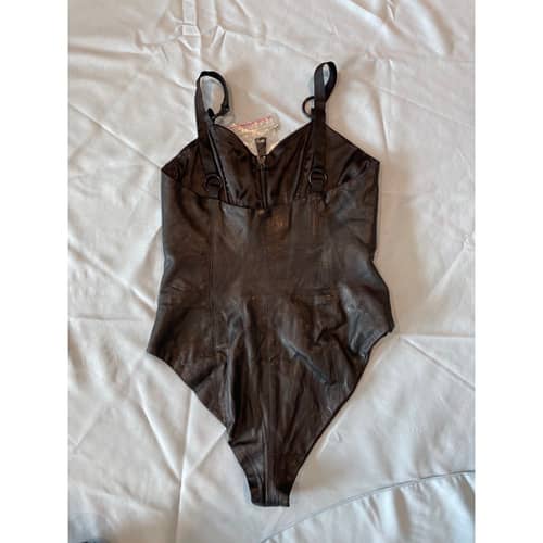 Image of Demi Lovato Auction Item: Ashton Michael Black Leather Body Suit