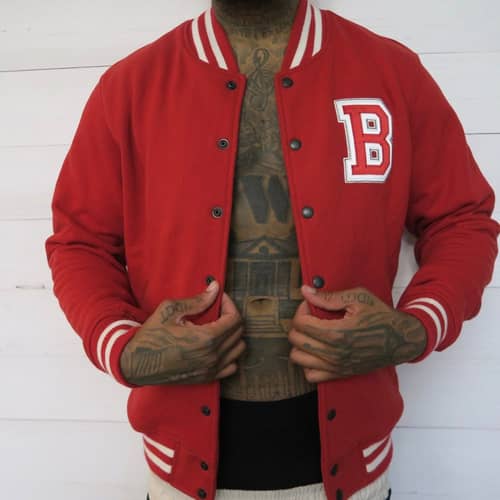 Image of Kevin Gates Auction Item: Red Letterman Bomber Jacket