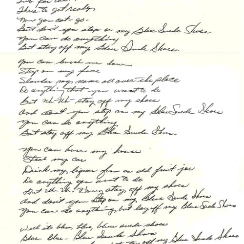 Image of Handwritten Lyrics to 