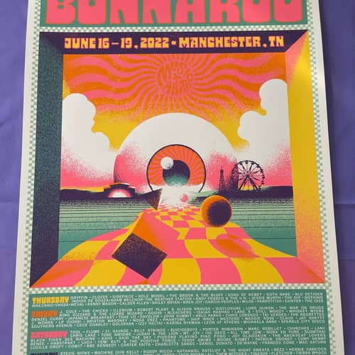 Image of Bonnaroo Auction Item: Festival Poster Design #1 - Sunset Eye 1/10 Signed by Goth Babe, The Dip & More