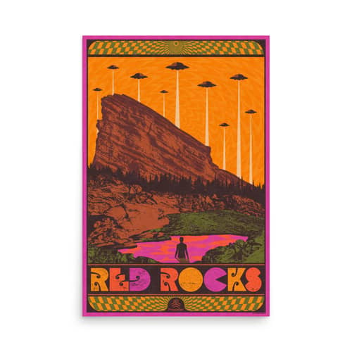 Image of Red Rocks x Propeller 2022 Poster Signed by NGHTMRE, Erykah Badu and more