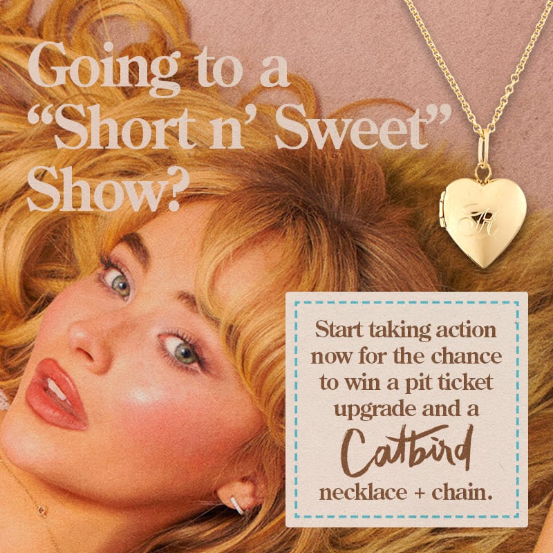 Image of Support The Sabrina Carpenter Fund for a chance to win a personalized Catbird Dollhouse Engravable Gold Heart Locket and a 14k chain!