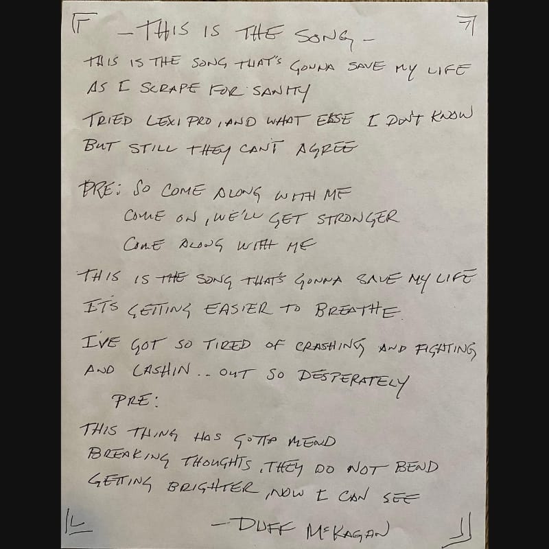 handwritten lyrics